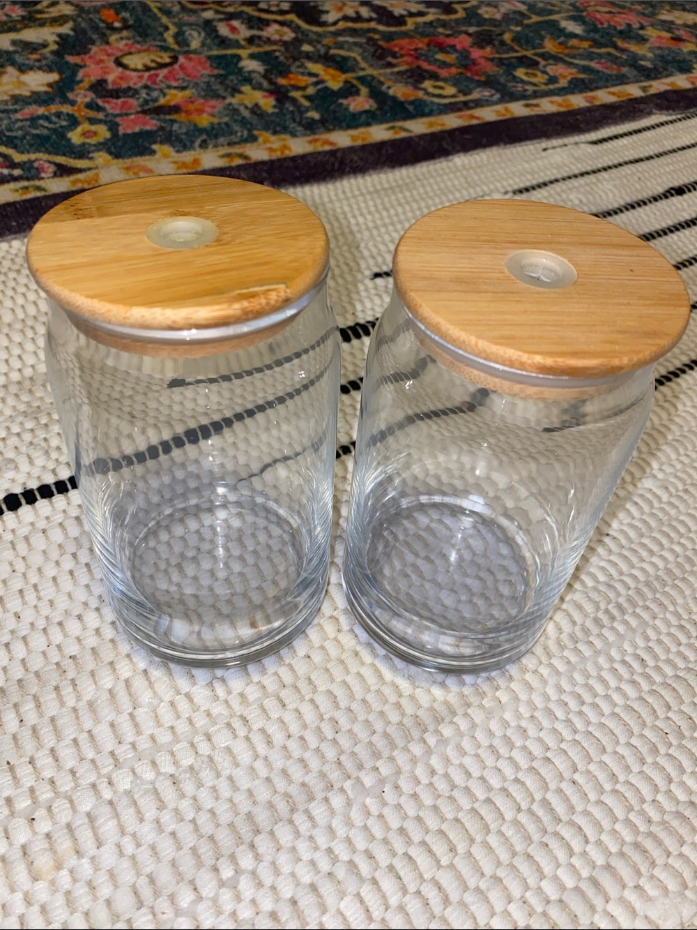 Two 16oz High Quality Glass Bamboo Drinkware